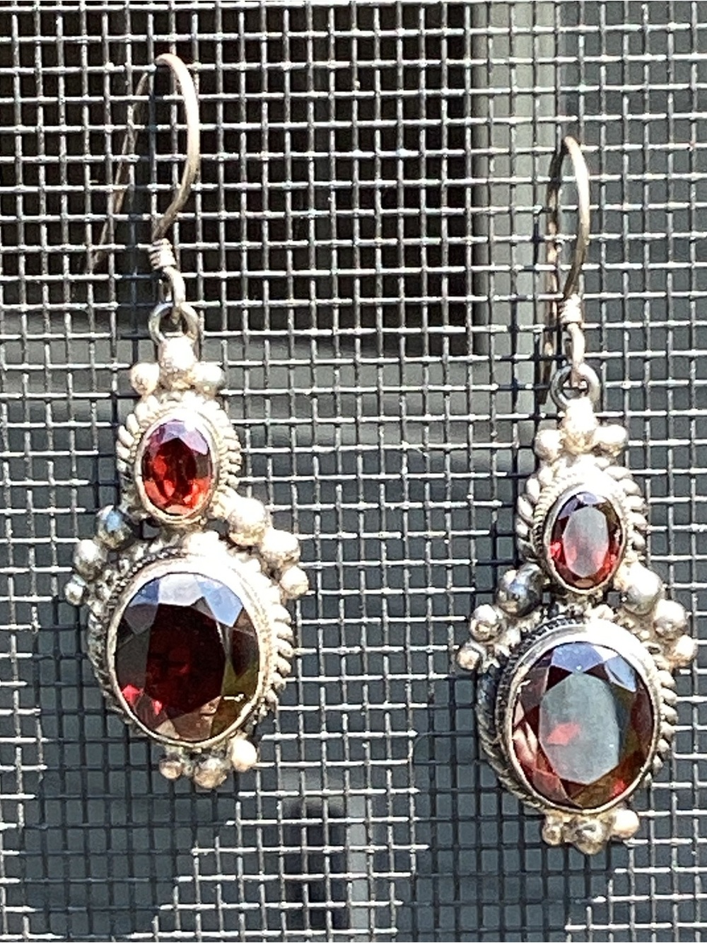 Vintage crimson red dangle earrings Gothic romance Boho chis Whimsigoth 925